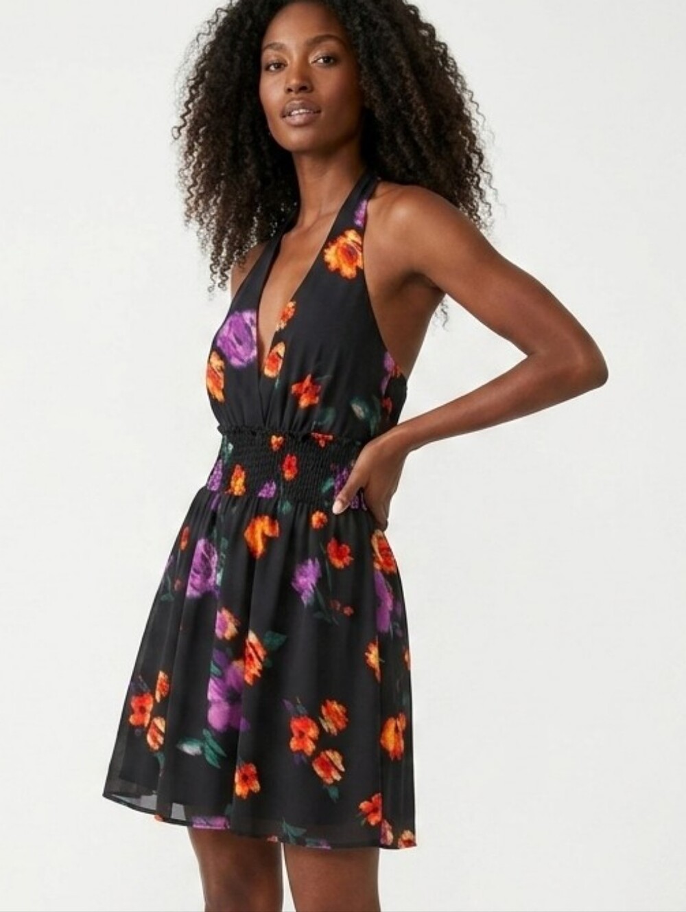 Madden NYC  Woven Floral Halter Dress